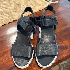 Sorel Black Sandals with White Soles